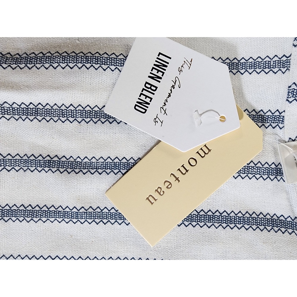 Monteau Los Angeles Shift Dress Womens Large Striped Linen Blend Sleeveless Boho - Picture 7 of 8
